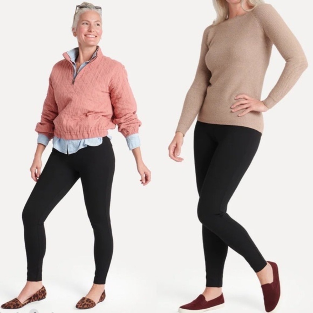 Betabrand Black Skinny Leg Classic Dress Pant Yoga Pant Pull On Women Small Long